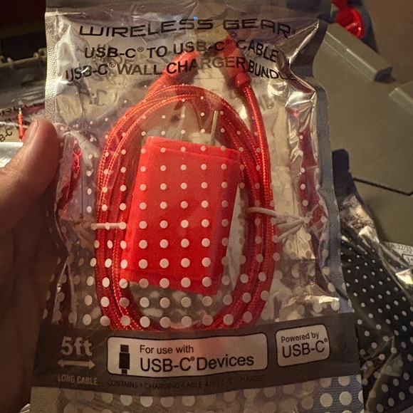 Red USB-C Cable and Charger Set - Picture 1 of 2